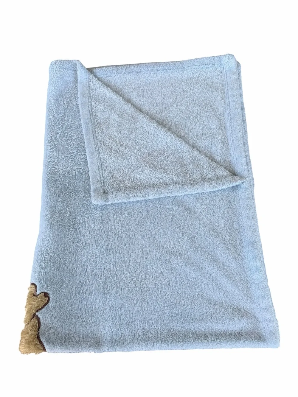 Y2K Classic Pooh Blue Plush Winnie The Pooh Flowers Baby Security Blanket 28x38